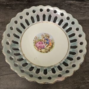 Handpainted Lattice-style Decorative Porcelain Fruit Bowl